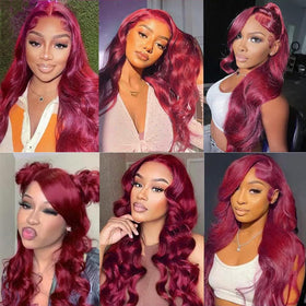 QZOQZO Burgundy Lace Front Wig 22 Inch packaging