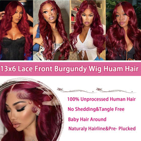 QZOQZO Burgundy Lace Front Wig 24 Inch back view