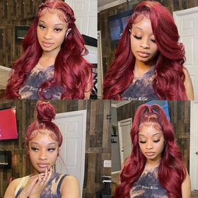 QZOQZO Burgundy Lace Front Wig 24 Inch packaging