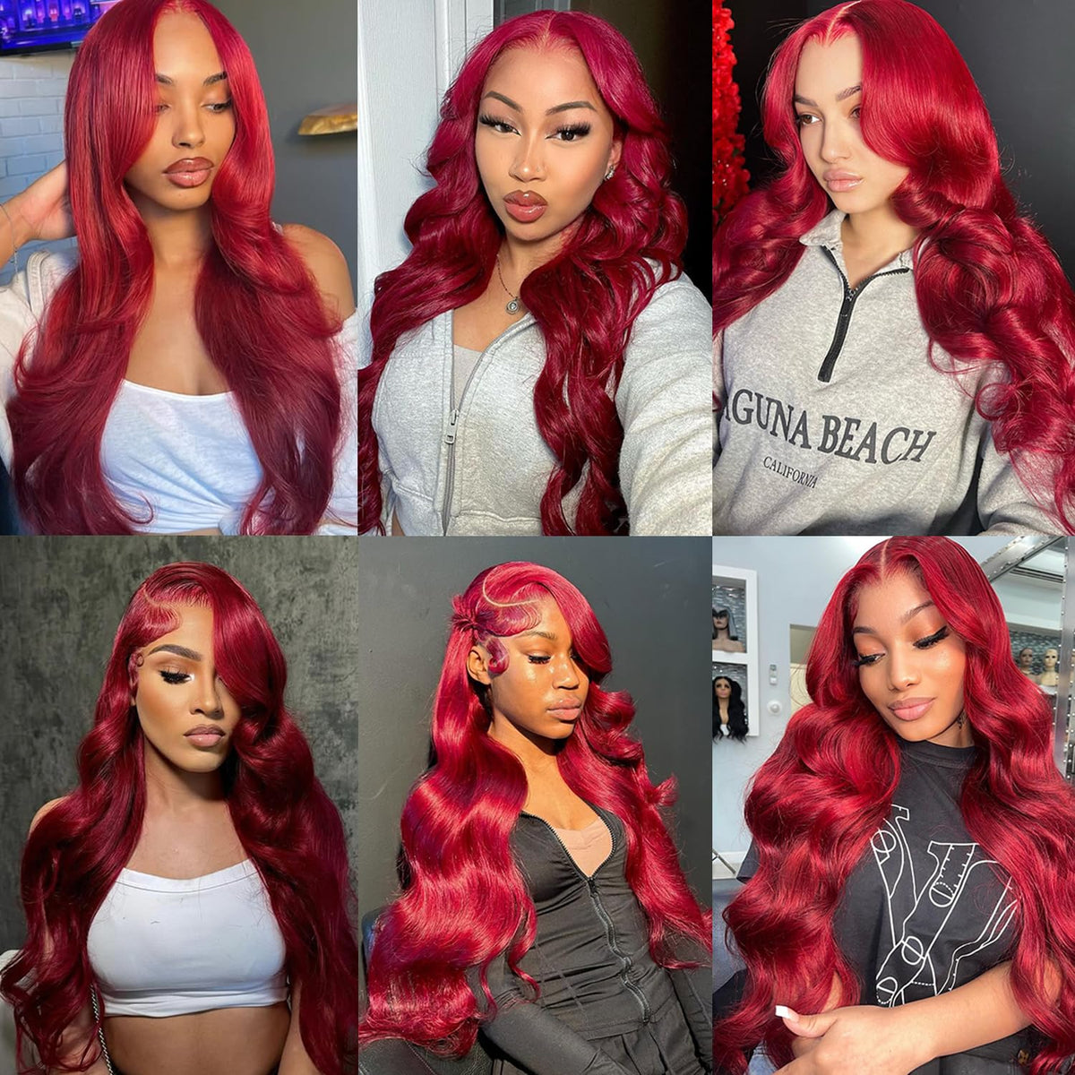 QZOQZO Burgundy Lace Front Wig 32 Inch with adjustable straps