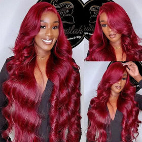 QZOQZO Burgundy Lace Front Wig back view