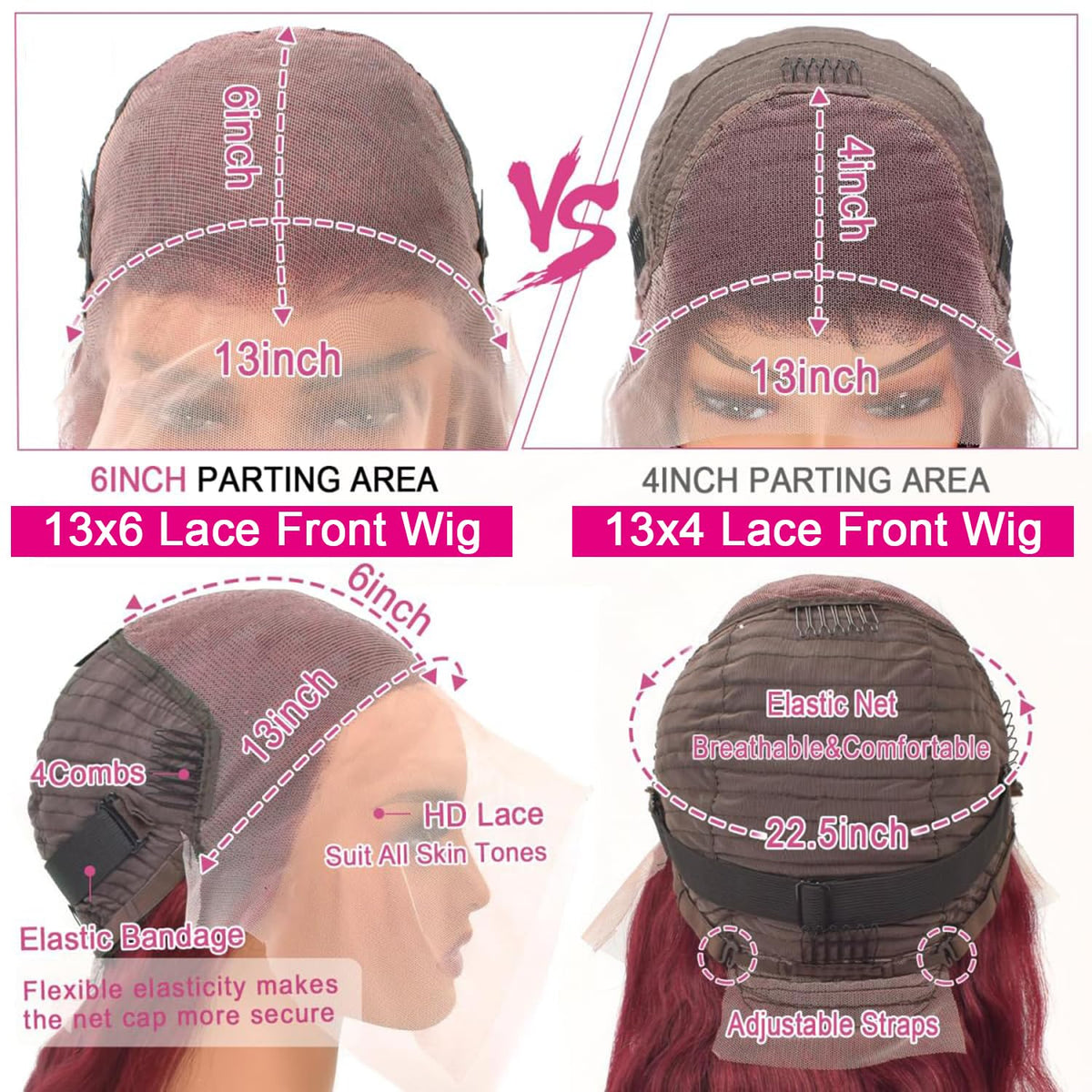 QZOQZO Burgundy Lace Front Wig styled in loose waves