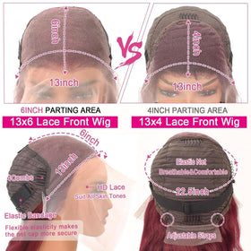 QZOQZO Burgundy Lace Front Wig styled in loose waves