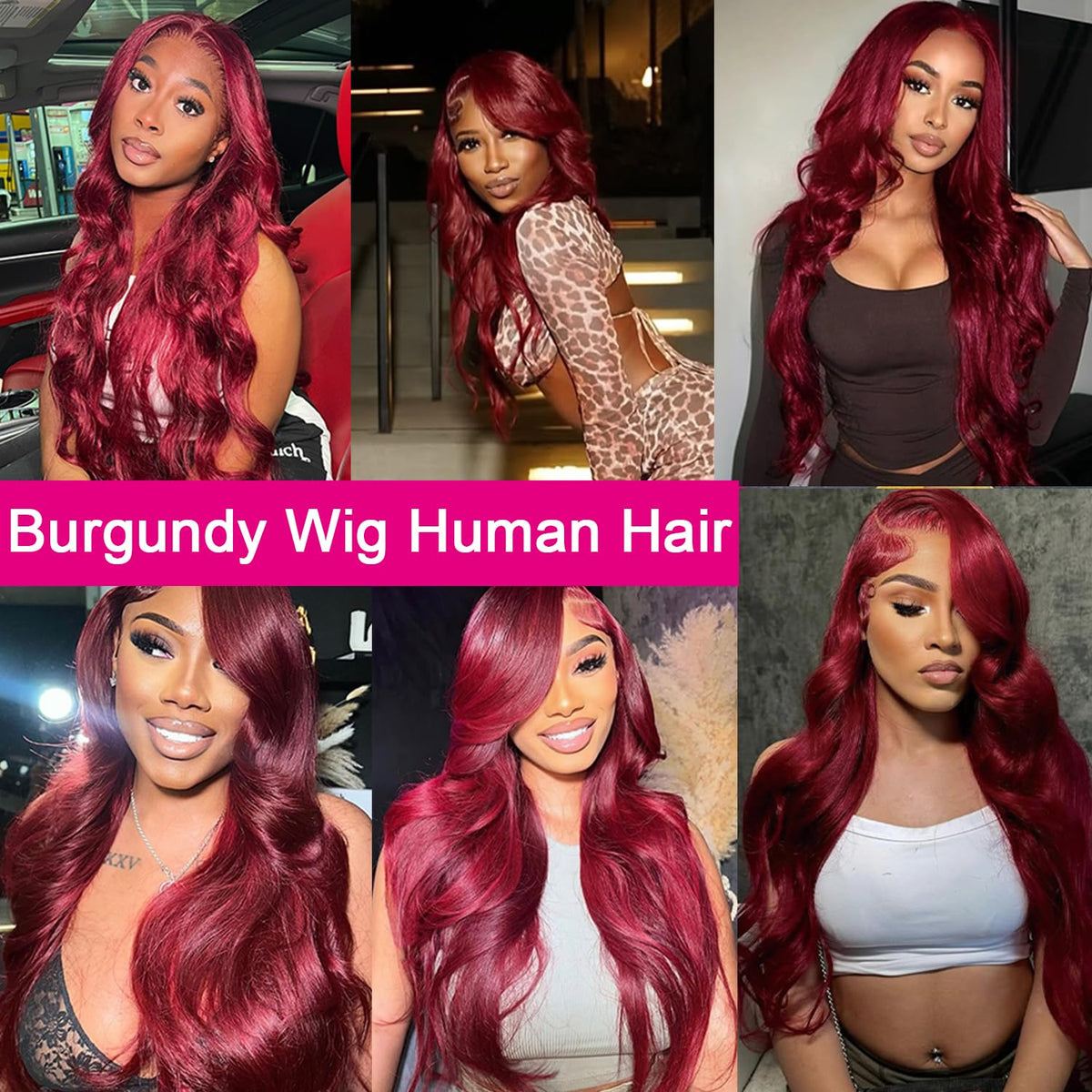 QZOQZO Burgundy Lace Front Wig with adjustable straps