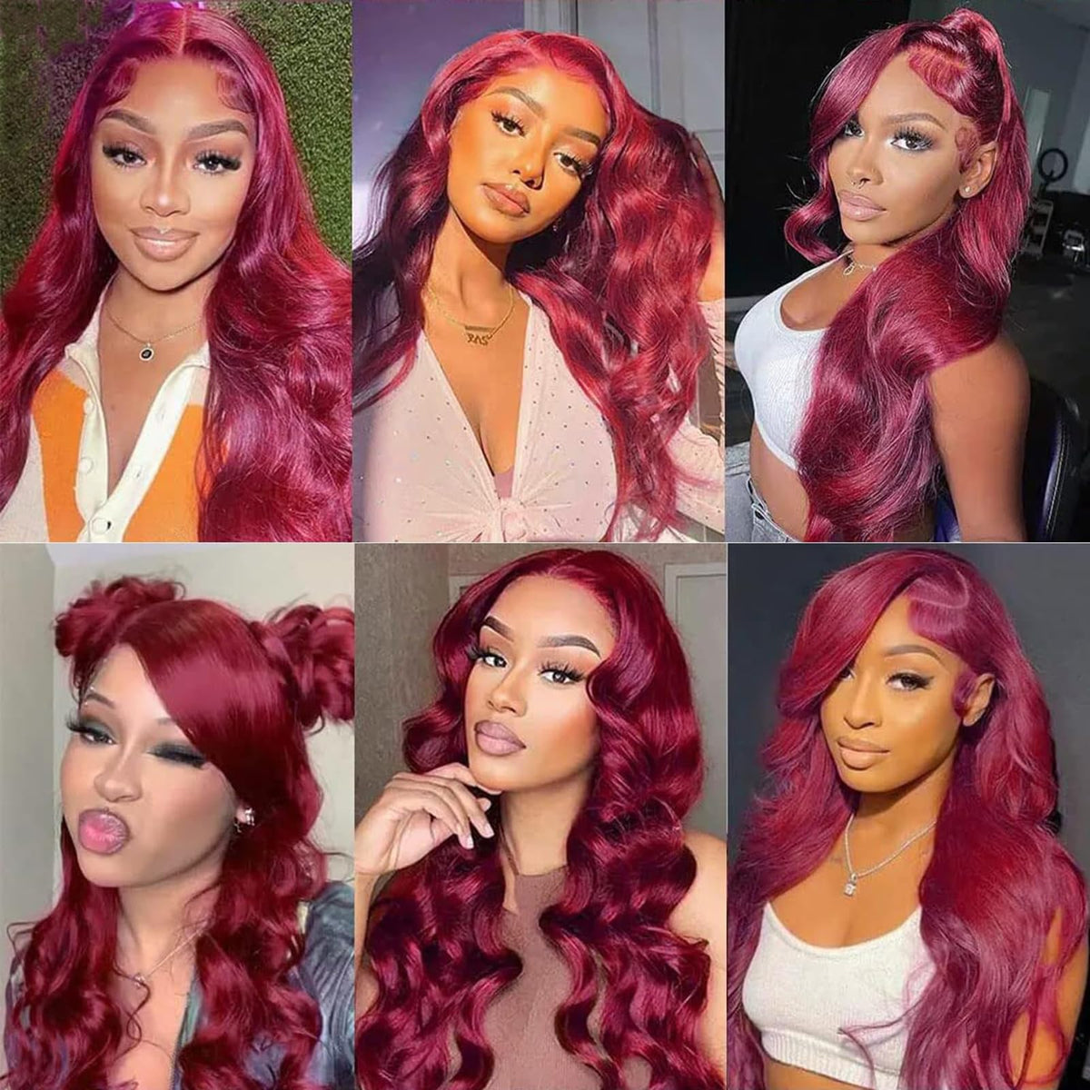 QZOQZO Burgundy Lace Front Wig with adjustable straps