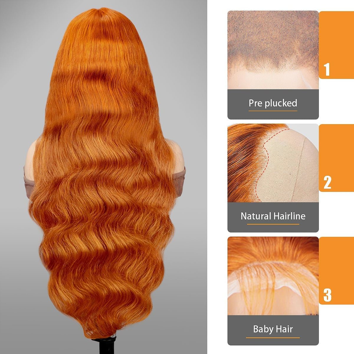 QZOQZO Ginger Lace Front Wig 28 Inch back view showing lace