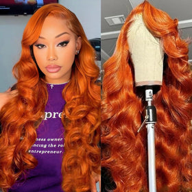 QZOQZO Ginger Lace Front Wig 28 Inch body wave front view