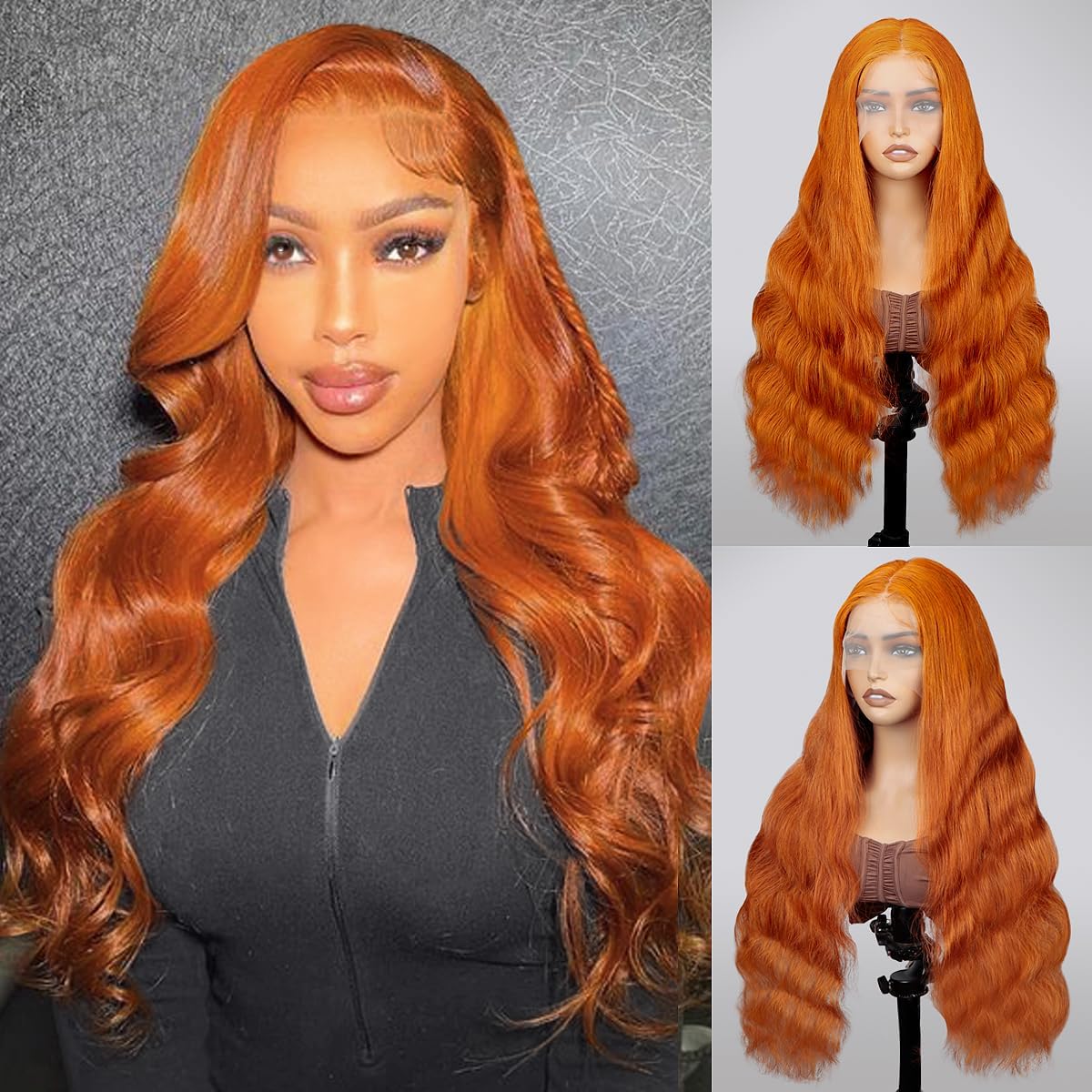 QZOQZO Ginger Lace Front Wig 28 Inch side view with baby hair