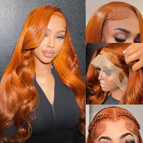QZOQZO Ginger Lace Front Wig 30 Inch body wave front view