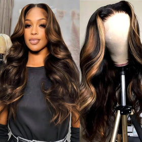 QZOQZO Ombre Lace Front Wig 1B/30 body wave front view