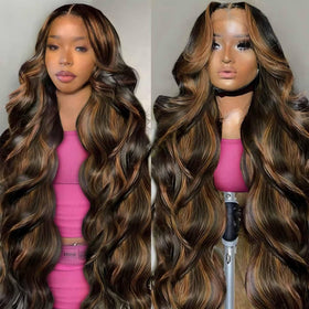 QZOQZO Ombre Lace Front Wig 1B/30 highlight body wave front view