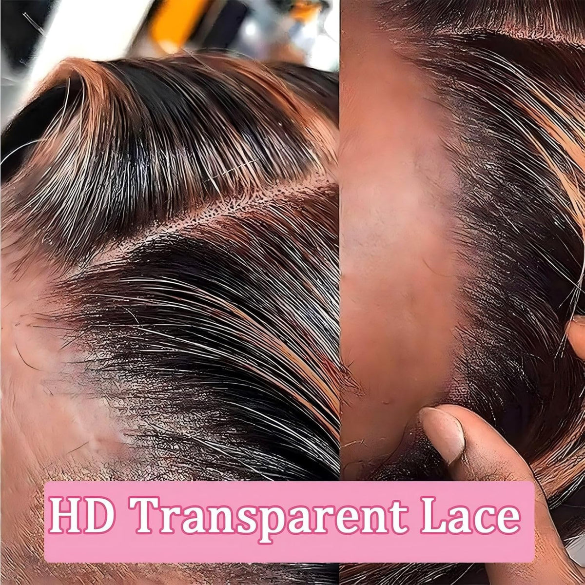 QZOQZO Ombre Lace Front Wig 1B/30 highlight close-up of lace front