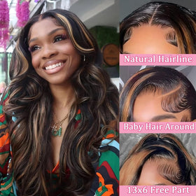 QZOQZO Ombre Lace Front Wig 1B/30 highlight side view