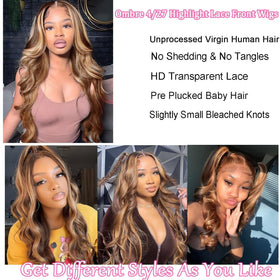 QZOQZO Ombre Lace Front Wig 28 inch honey blonde back view