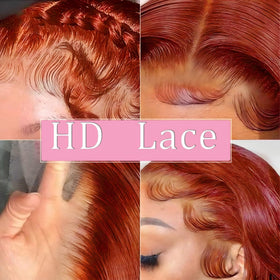 QZOQZO Reddish Brown Lace Front Wig 28 Inch styled