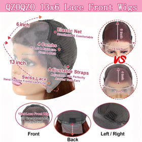 QZOQZO Reddish Brown Lace Front Wig back view
