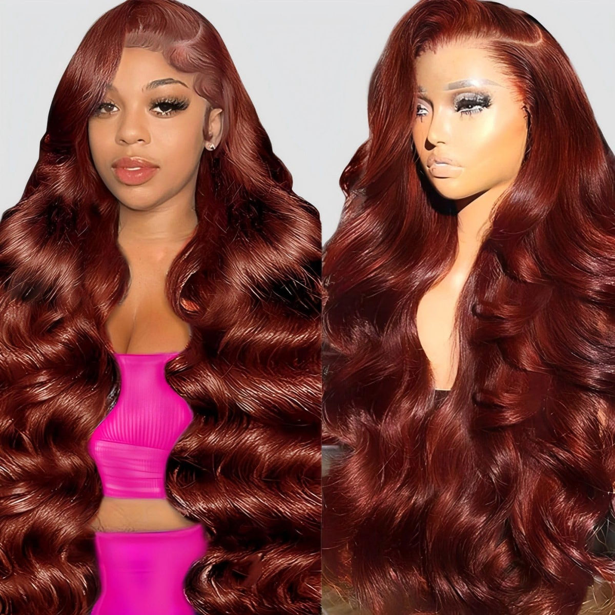 QZOQZO Reddish Brown Lace Front Wig front view