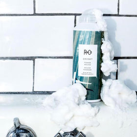 R+Co Aircraft Pomade Mousse application on hair