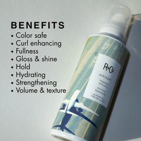 R+Co Aircraft Pomade Mousse in lifestyle setting