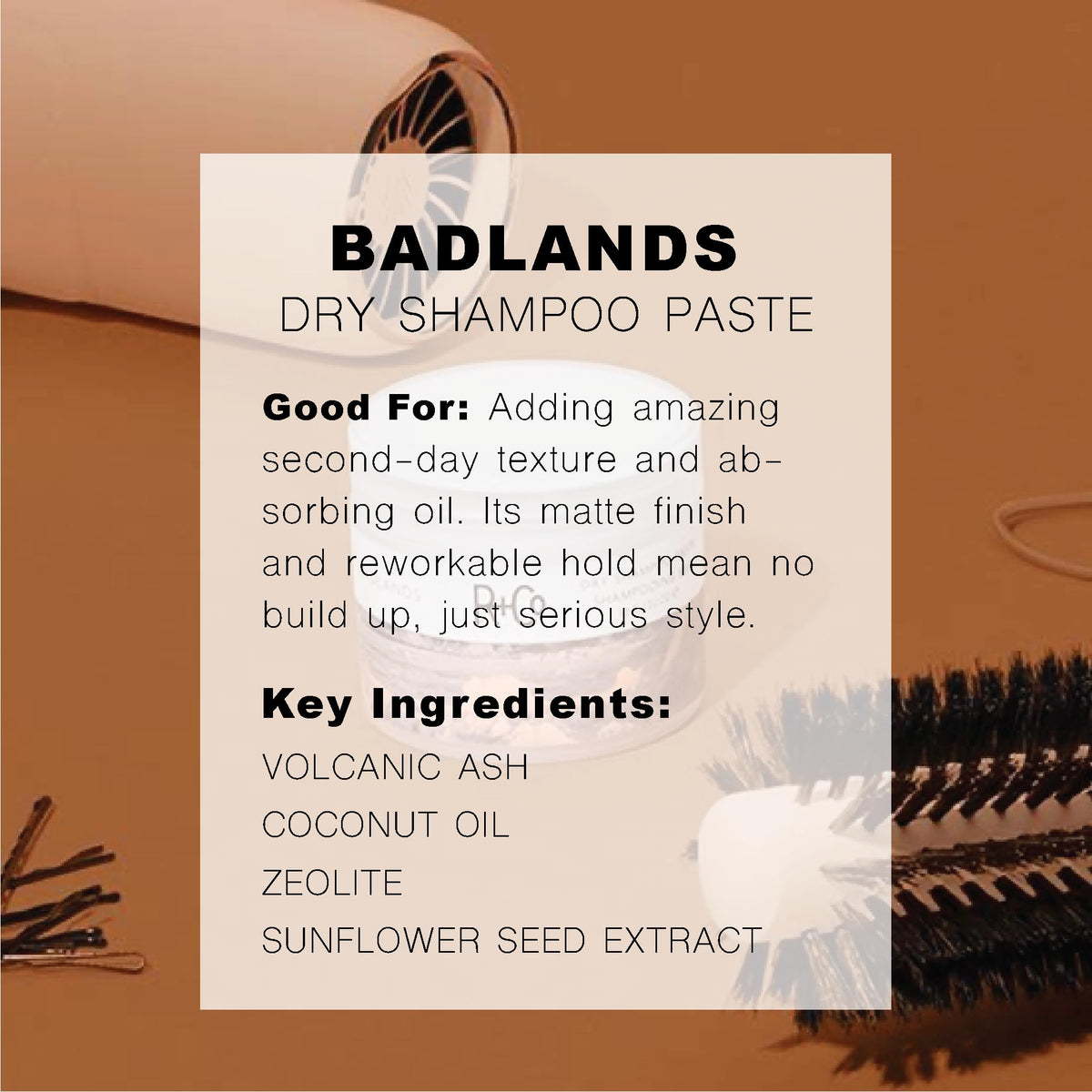 R+Co Badlands Dry Shampoo Paste 62g jar top view