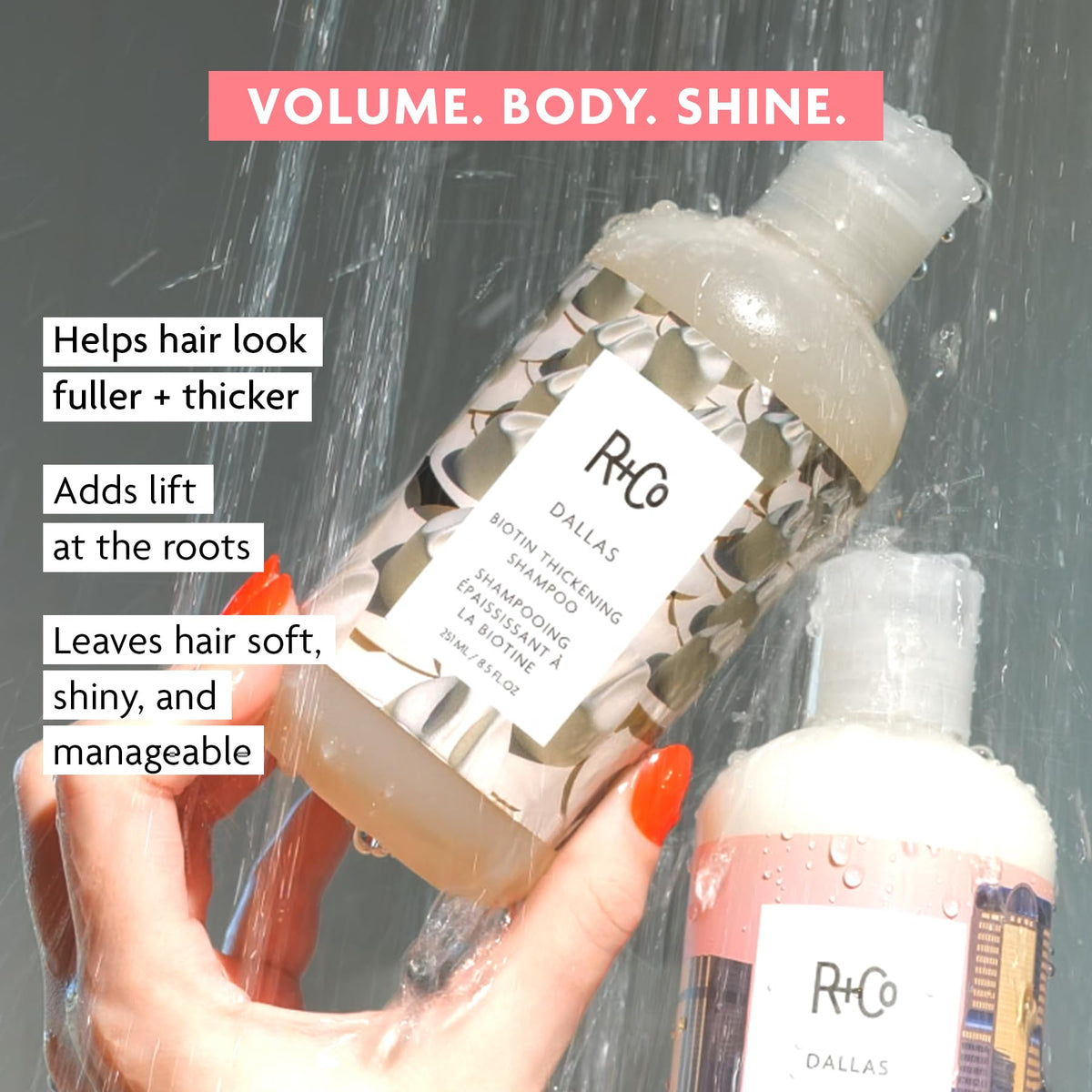 R+Co Dallas Thickening Shampoo 290g back view