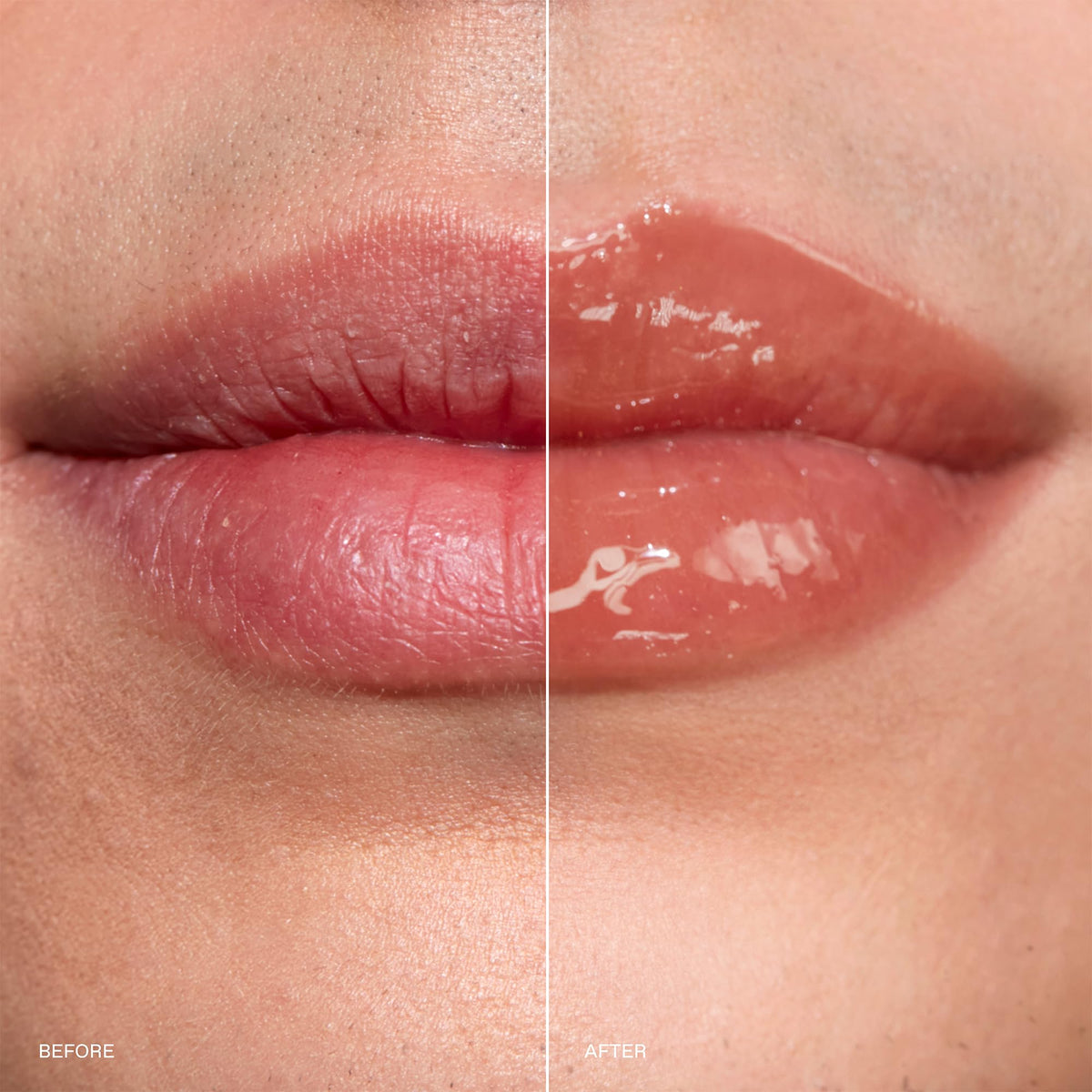 r.e.m. beauty Hocus Cocoa Glossy Balm on lips