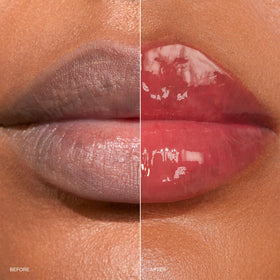 r.e.m. beauty Shirley Essential Drip Glossy Balm on lips