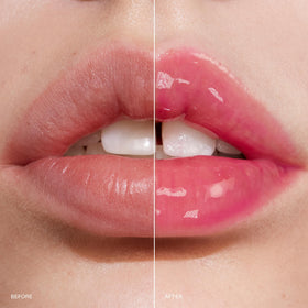r.e.m. beauty Strawberry Soda Glossy Balm swatch on skin