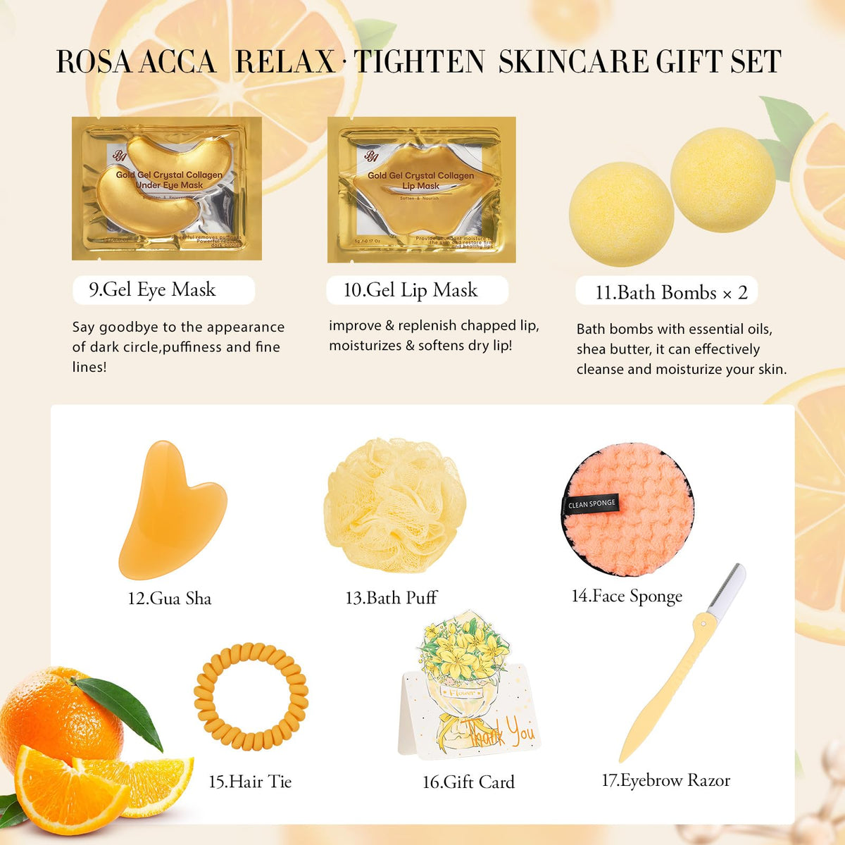 RA ROSA ACCA Spa Gift Basket set displayed with gift card