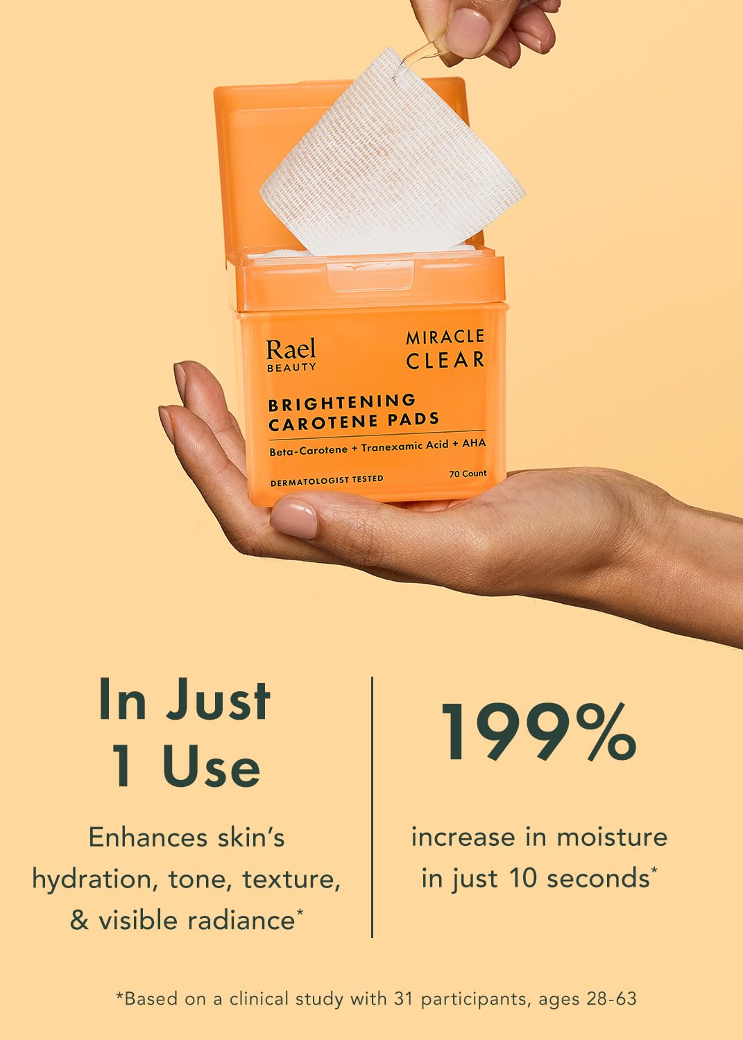 Rael Facial Masks in use on a model