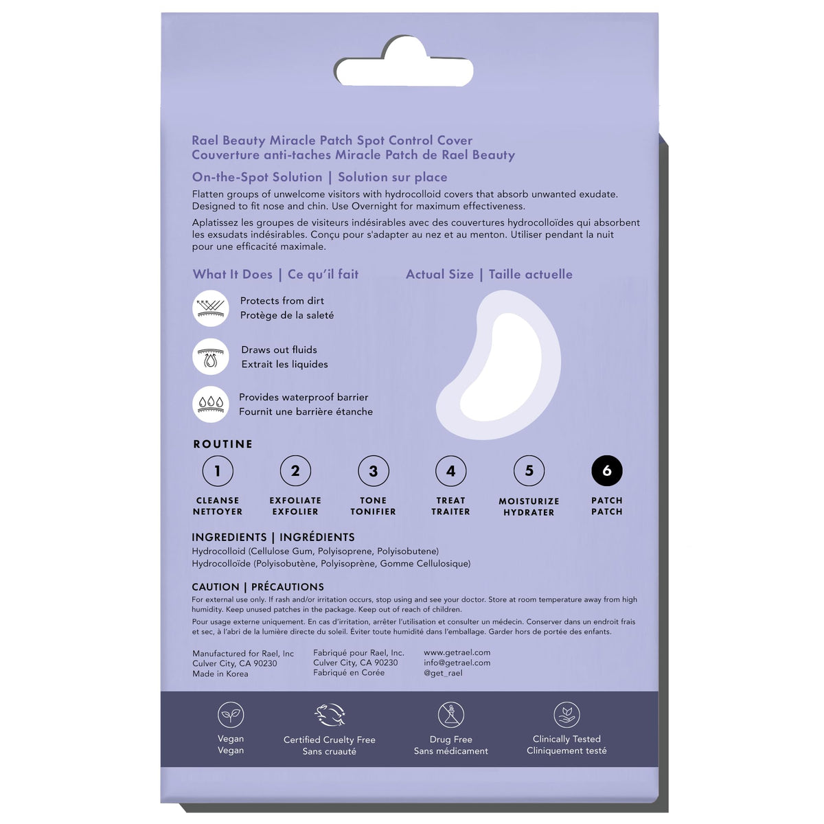 Rael Hydrocolloid Strips displayed with skincare products