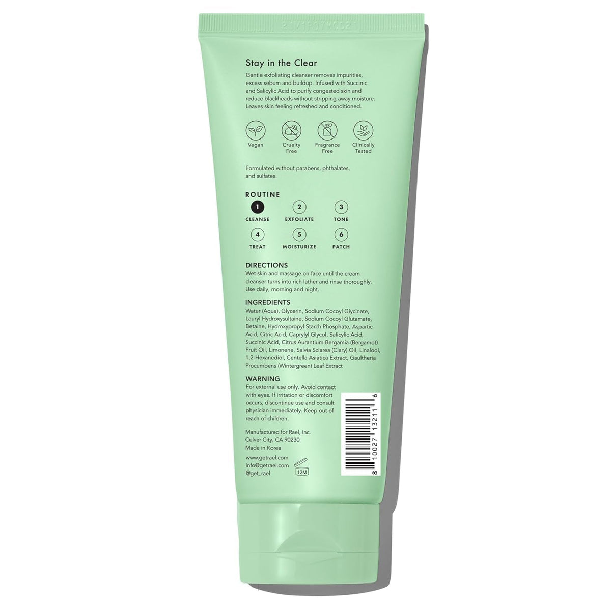 Rael Miracle Clear Facial Cleanser packaging details