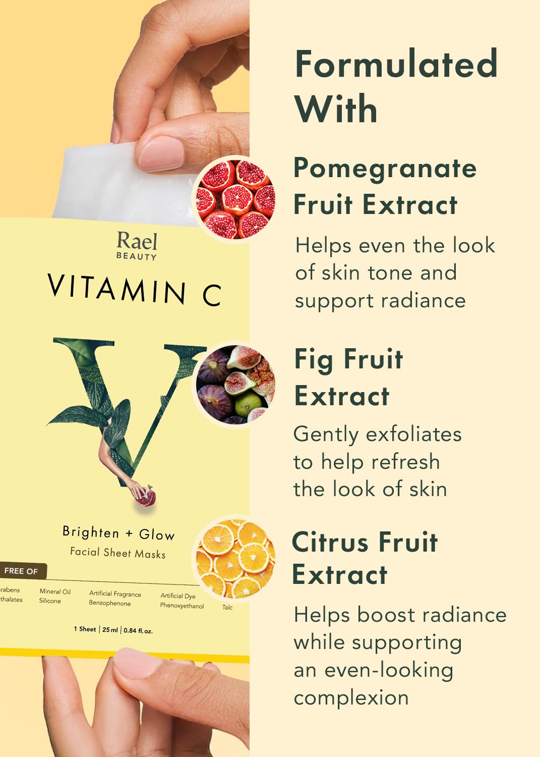 Rael Vitamin C mask with a bright and fresh aesthetic