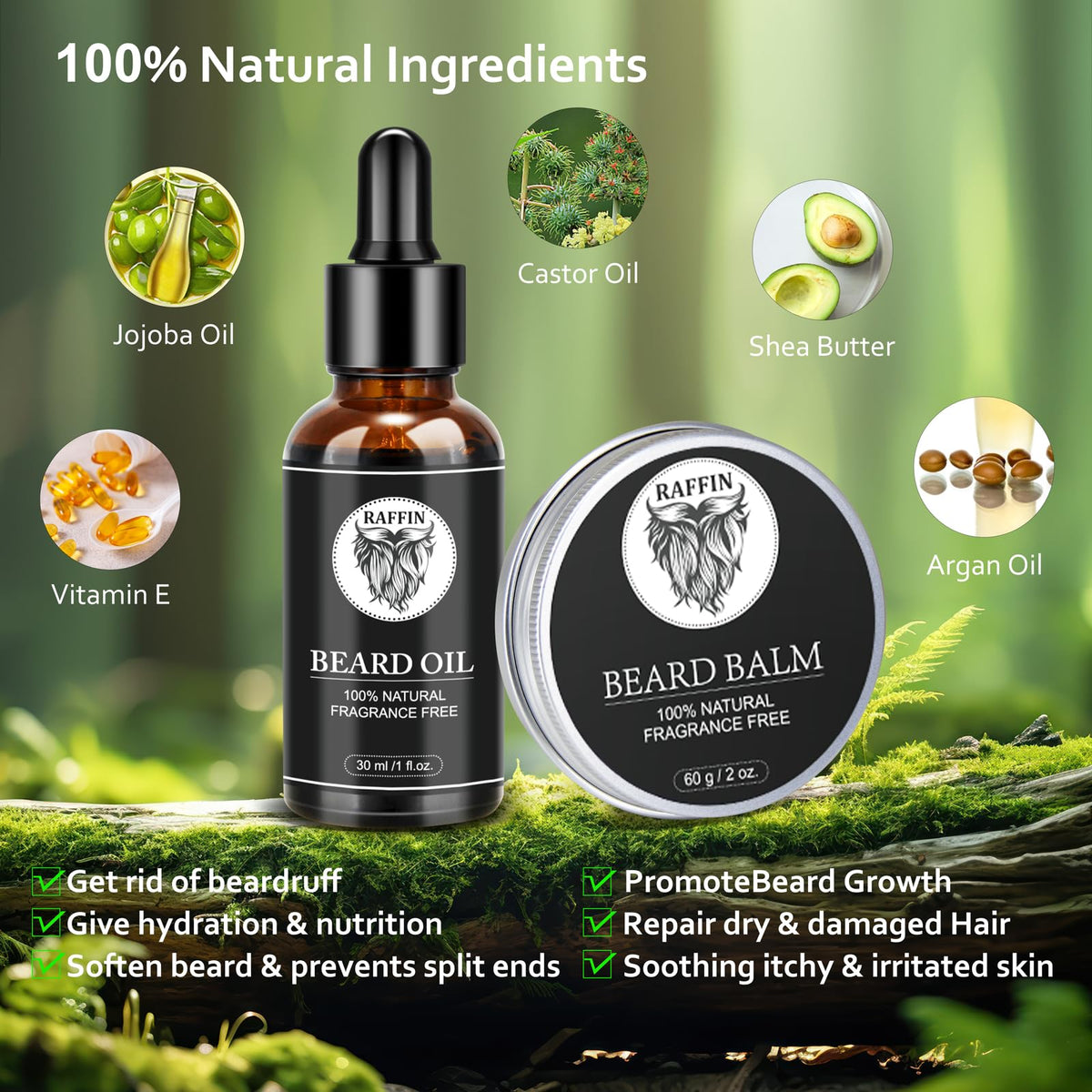 RAFFIN Beard Balm in jar showing texture