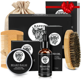 RAFFIN Beard Kit packaging with beard oil and balm