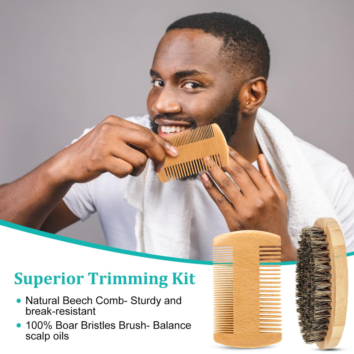 RAFFIN Boar Bristle Brush for beard grooming