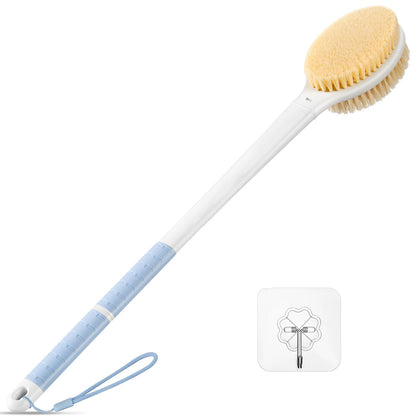 Rafow Back Scrubber Body Shower Brush front view with blue handle