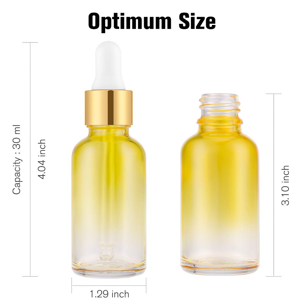 Rainbow glass dropper bottles set with labels
