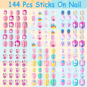 Rainbow sky themed false nails for girls by Thrilez