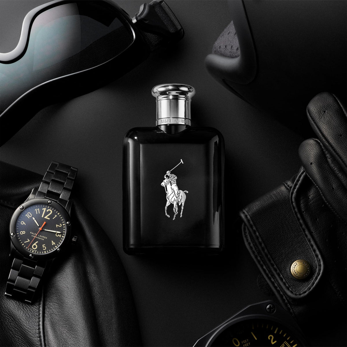 RALPH LAUREN Polo Black Eau de Toilette on a stylish surface