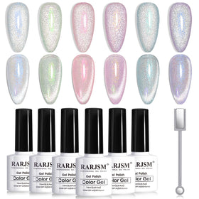 RARJSM Aurora Mermaid Cat Eye Gel Nail Polish Set with 6 colours