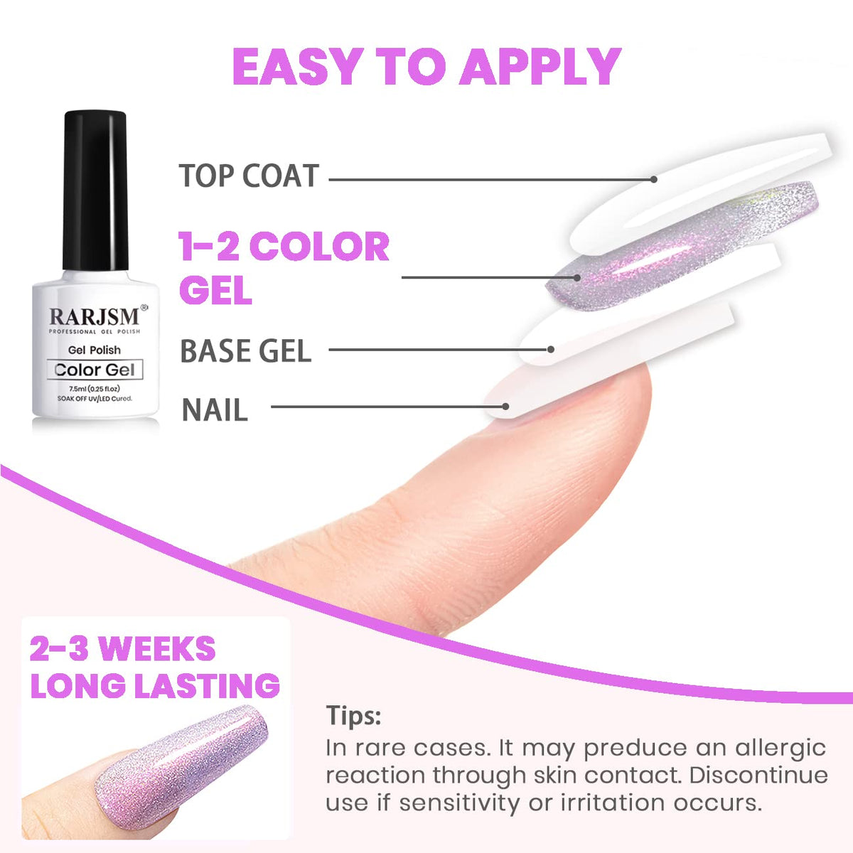 RARJSM Cat Eye Gel Nail Polish bottles with UV lamp