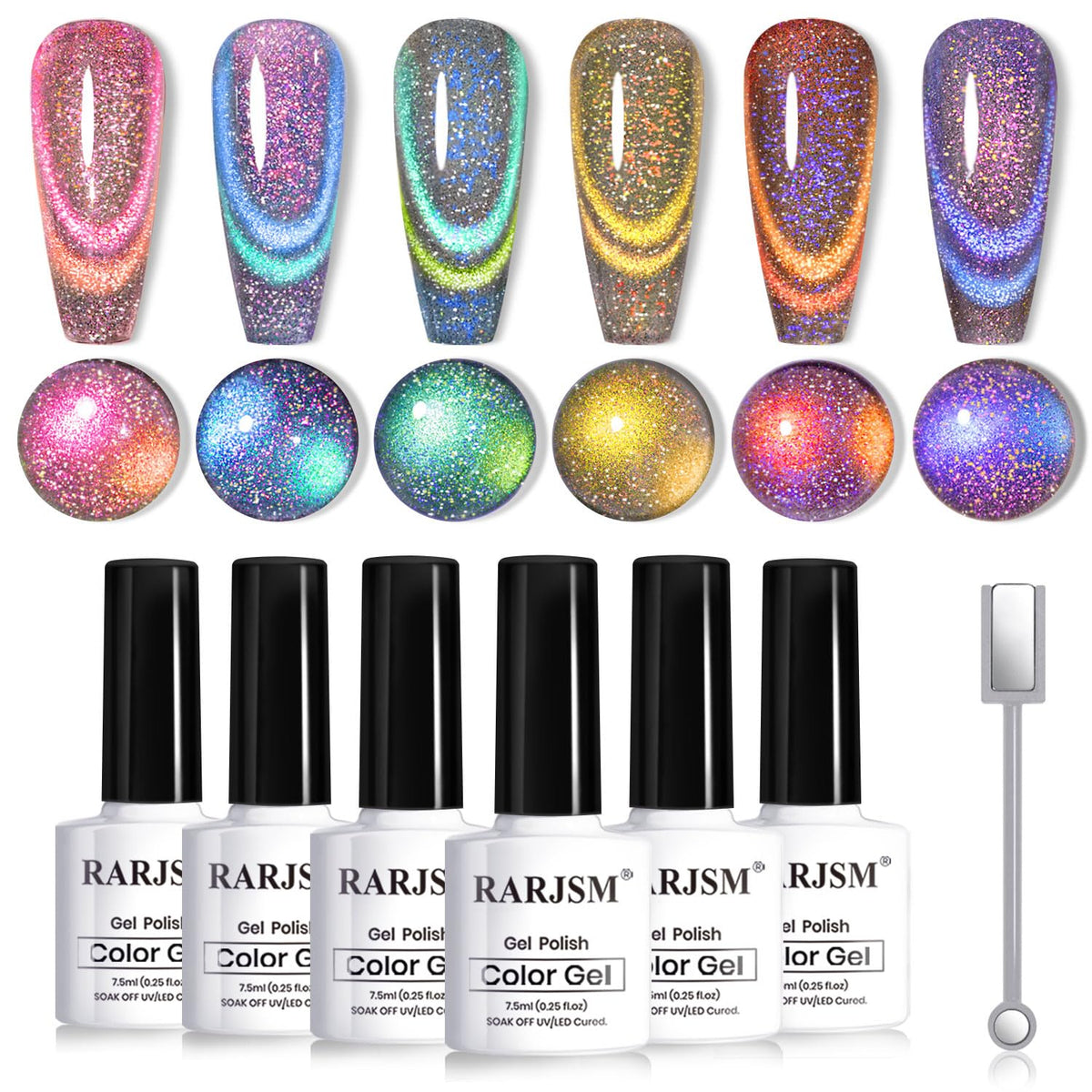 RARJSM Chameleon Cat Eye Gel Nail Polish Set 6 bottles in packaging