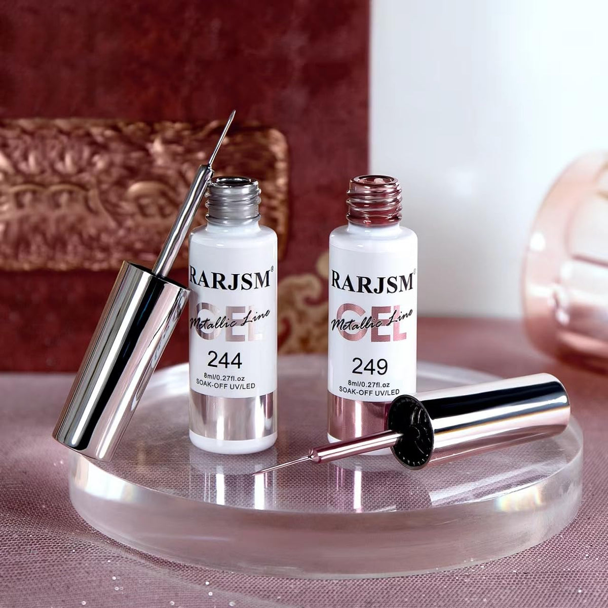 RARJSM Metallic Chrome Gel Liner in rose gold shade