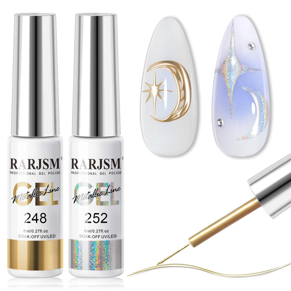 RARJSM Metallic Chrome Gel Liner Set front view with bottles