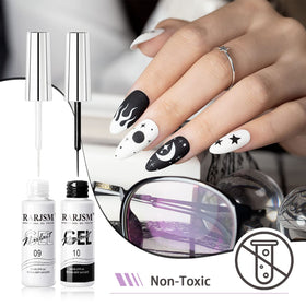 RARJSM Nail Art Gel Set 2Pcs white bottle with thin brush
