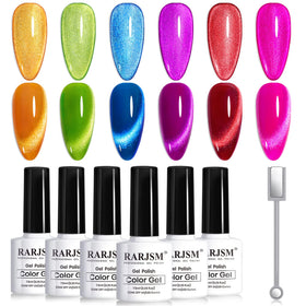 RARJSM Neon Cat Eye Gel Nail Polish Set with 6 vibrant colours