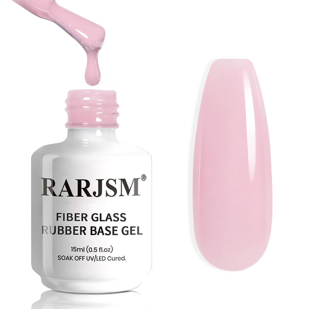 RARJSM Nude Amber Glass Rubber Base Gel Nail Polish 15ml front view