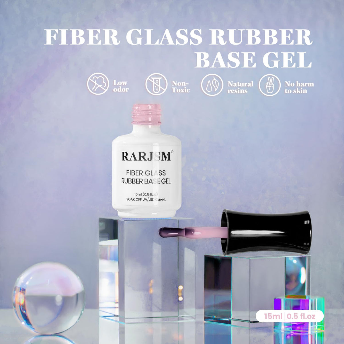 RARJSM Rubber Base Gel Nail Polish in a beauty setup