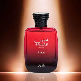 RASASI Hawas Fire Eau De Parfum 100ML on a table